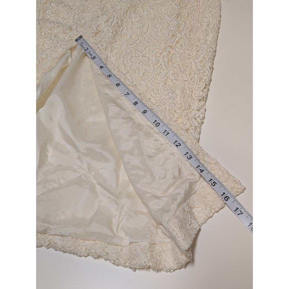 Vtg Cache Dress Women’s 6/8 Ivory Beaded Lace Low Back Sleeveless Gown Wedding - Picture 8 of 8